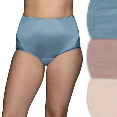 Vanity Fair Perfectly Yours Lace Nouveau Nylon 3 Pack Brief Panty - 13011 In Blue