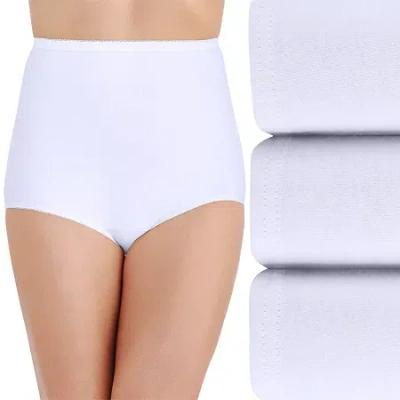 Vanity Fair Perfectly Yours Tailored Cotton 3 Pack Brief Panty - 15320 In White