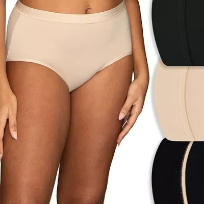 Vanity Fair Ultimate Stretch Beyond Comfort Womens Average + Full Figure 3 Pair Brief Panty 13431 In Black