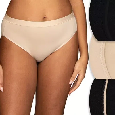 Vanity Fair Ultimate Stretch Beyond Comfort Womens Average + Full Figure 3 Pair High Cut Panty 13430 In Black
