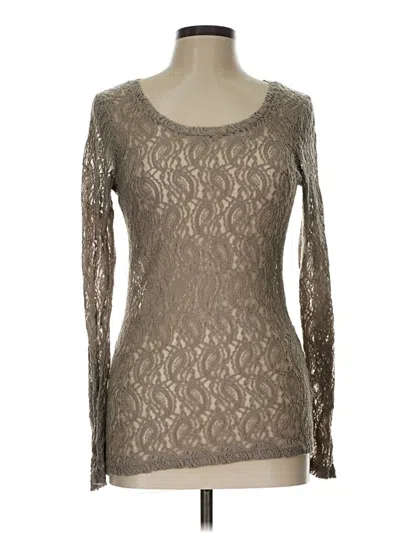 Pre-owned Vanity Long Sleeve Top Gray Scoop Neck Tops