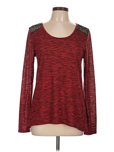 Pre-owned Vanity Long Sleeve Top Red Scoop Neck Tops