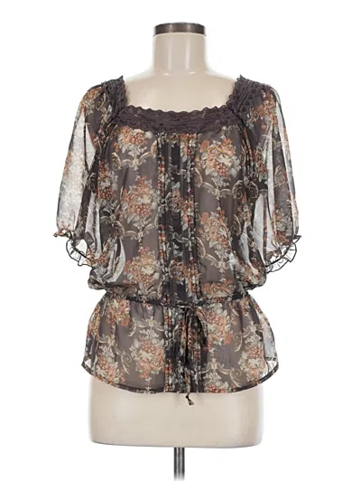 Pre-owned Vanity Short Sleeve Blouse In Brown