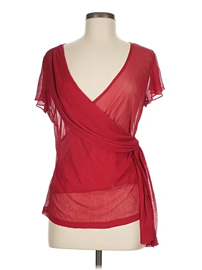 Pre-owned Vanity Short Sleeve Blouse In Red