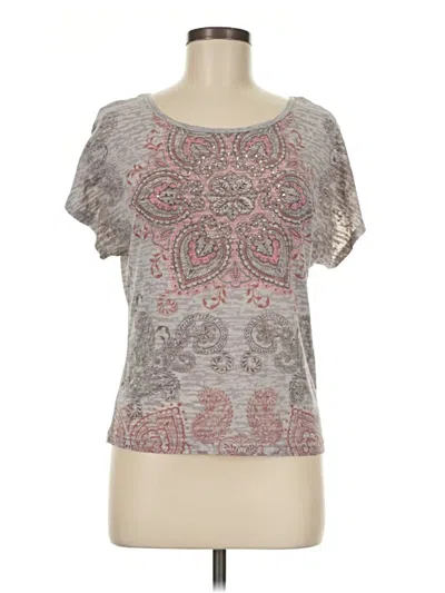 Pre-owned Vanity Short Sleeve Top Gray Scoop Neck Tops