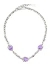 Vann Jewelry Rock Jewel Choker Necklace In Silver