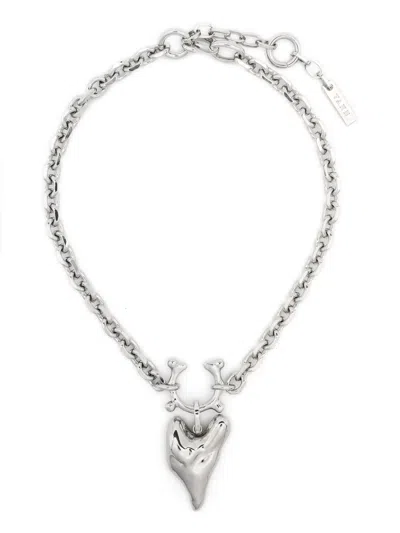 Vann Jewelry Small Heart Choker Necklace In Silver