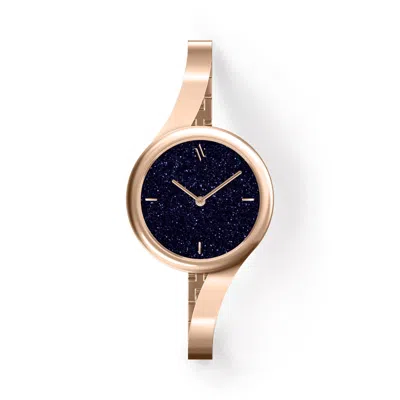 Vanna Women's Blue / Rose Gold Claire Sandstone Watch - Rose Gold In Blue/rose Gold