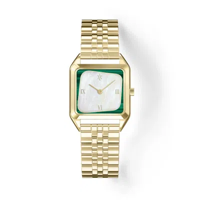 Vanna Women's Gold / Green / White Geminus Malachite & Pearl Watch - Gold