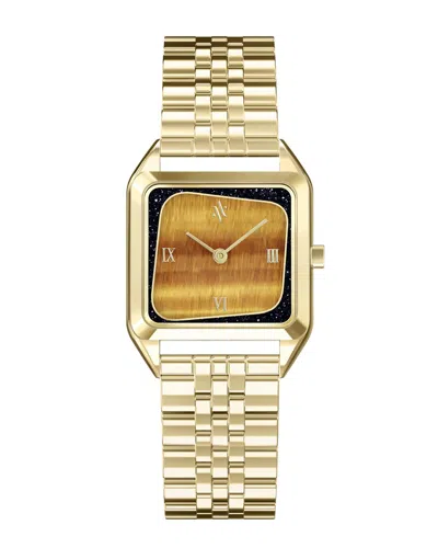 Vanna Women's Gold / Black / Brown Geminus Sandstone & Tiger's Eye Watch - Gold In Gold/black/brown