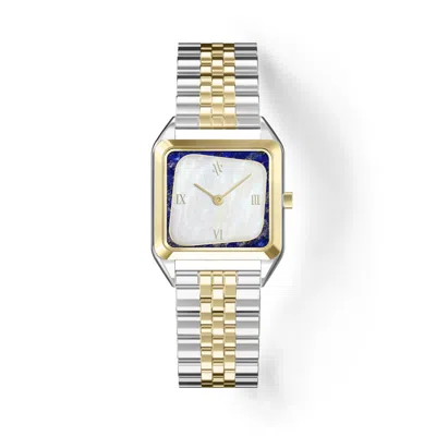 Vanna Women's White / Gold / Blue Geminus Lapis Lazuli & Pearl Watch - Gold And Silver