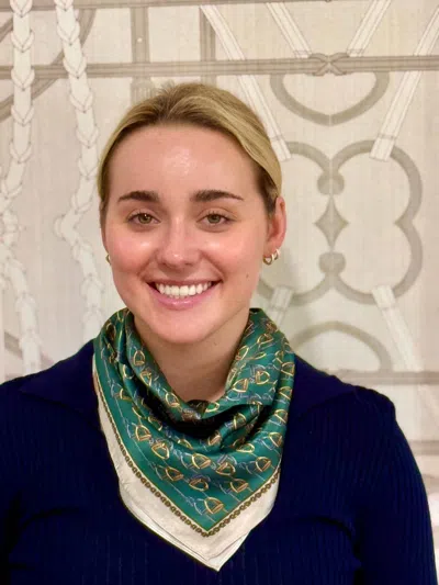 Vanner House Classic Stirrup Scarf In Ivory And Green In Multi