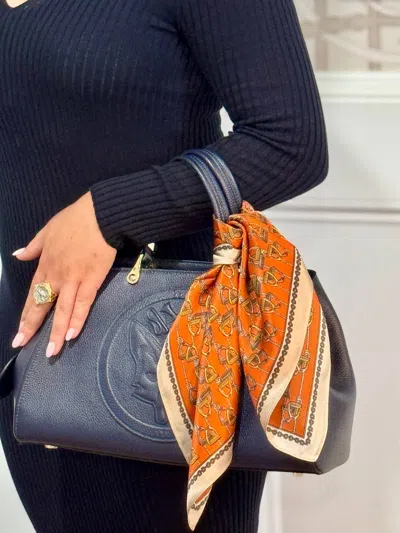 Vanner House Classic Stirrup Scarf In Ivory And Orange In Multi