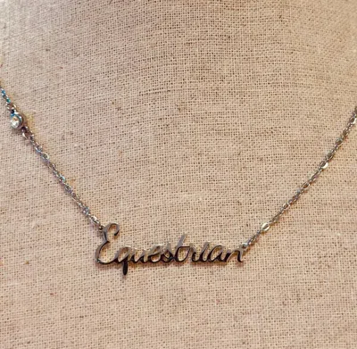 Vanner House Equestrian Script Necklace In Gold