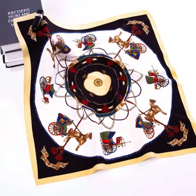 Vanner House Horse & Buggy Silk Scarf In Berry/green In Multi