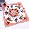 Vanner House Horse & Buggy Silk Scarf In Pink/grey In Multi