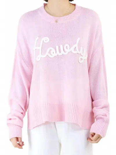 Vanner House Howdy Long Sleeve Crew Neck Sweater In Pink