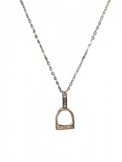 Vanner House The Sparkle Stirrup Necklace In Silver