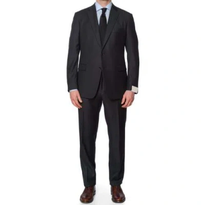 Pre-owned Vannucci Milano Handmade Charcoal Gray Striped Virgin Wool Super 150's Suit