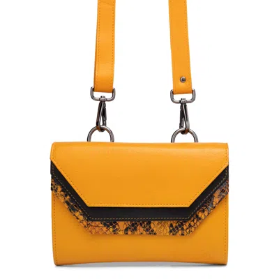 Vanoir Women's Orange Crossbody/waistbag Plenty In Ocre Black Croco