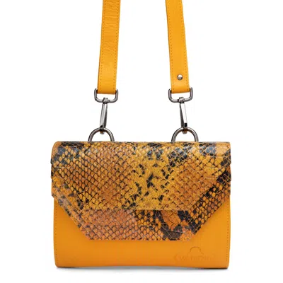 Vanoir Women's Yellow / Orange Crossbody/waistbag Plenty In Ocre & Croco