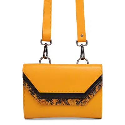 Vanoir Women's Yellow / Orange Crossbody/waistbag Plenty In Ocre Black Croco
