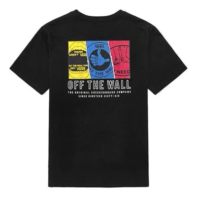 Vans Alphabet Printing Short Sleeve Couple Style Black