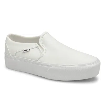 Vans Asher Vn0a3wmm0rg Sneakers Womens 6.5 White Slip On Platform Shoes Gbnc474