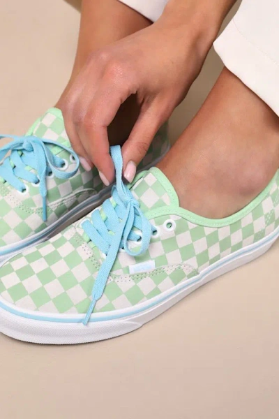 Vans Authentic Checkerboard Pistachio Green Lace-up Sneakers