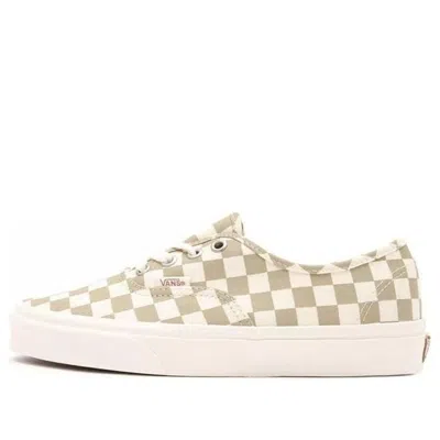 Vans Authentic Wear-resistant Non-slip Low Top Casual Skate Shoes White Brown Grid 'white Brown' In Multi