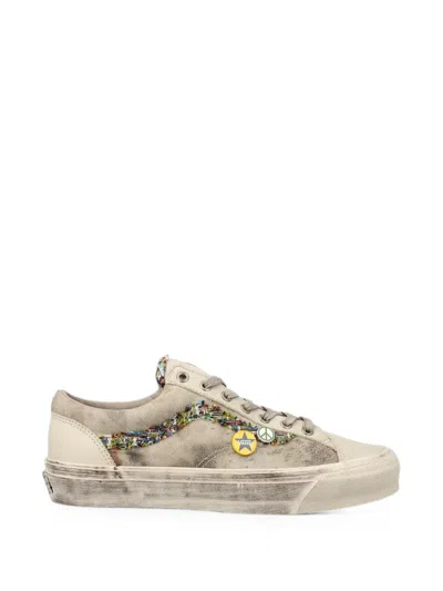 Vans Badge-embellished Tweed-trim Sneakers In Neutrals