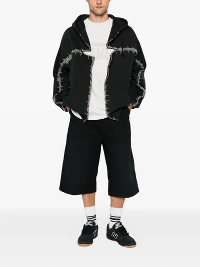 Vans Barbed-wire-print Zip-up Hoodie In Black