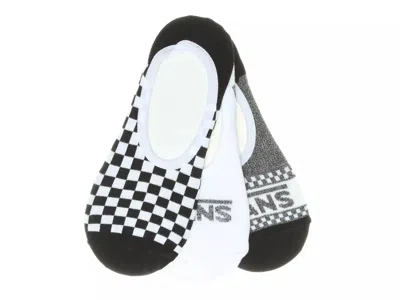 Vans Basic Checks No Show Liners 3 Pack In White/black