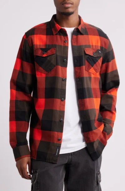 Vans Box Buffalo Check Flannel Button-up Shirt In Black/fiesta