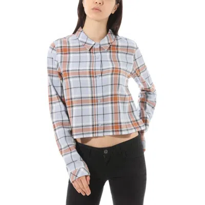 Vans Box Car Ii Shirt Women's Blue Plaid Flannel Button Up Cropped Asm101