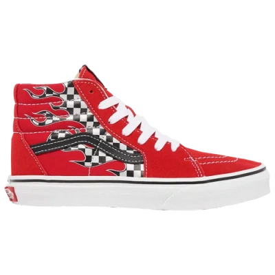 Vans Little Kids' Sk8-hi Reflect Check Casual Shoes In Red/black/white
