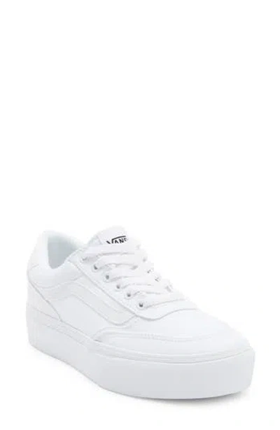 Vans Brooklyn Low Top Platform Sneaker In Canvas White/white
