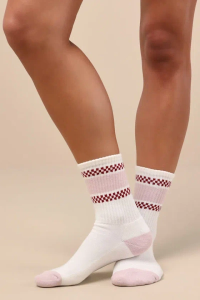 Vans Checker White And Rose Pink Flag Crew Socks