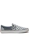Vans Classic Checkerboard Slip-on Sneakers In Black And Gray In Blue