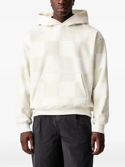 Vans Checkerboard-print Embroidered-logo Hoodie In White