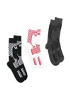 Vans Check-pattern Logo-print Socks (set Of Three) In Multi