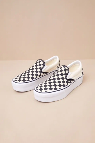 VANS CLASSIC BLACK & WHITE CHECKERBOARD SLIP-ON STACKFORM SNEAKERS