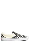 Vans Classic Slip On In Checkerboard Print In White And Black With White Stripe