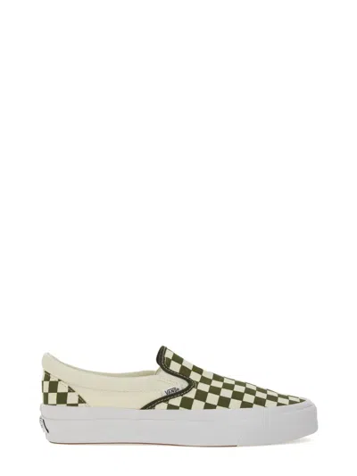 Vans Classic Slip-on Checkboard Sneaker Grape Leaf Green/white In Kcz1
