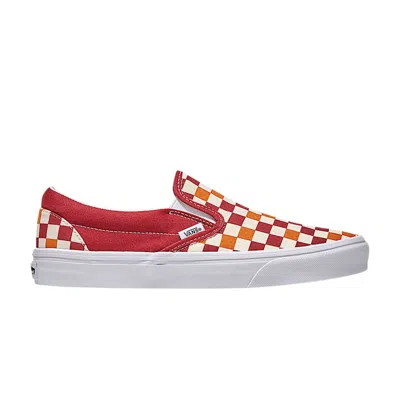 Pre-owned Vans Classic Slip-on 'checkerboard - Red Orange White' | Men's Size 5.5
