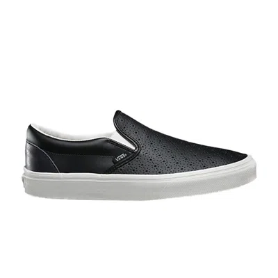 Pre-owned Vans Classic Slip-on Perforated Leather | Black | Men's Size 11.5