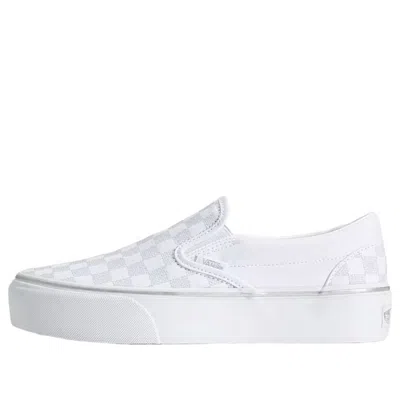 Vans Classic Slip-on Platform Checkerboard 'silver Grey' In White