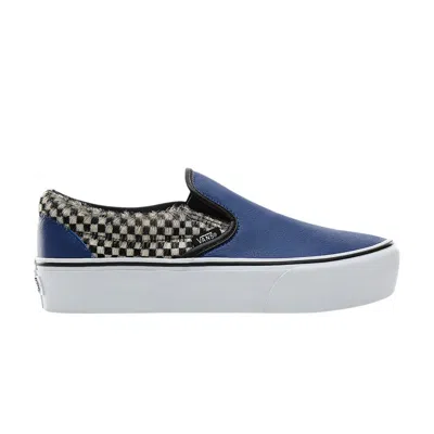 Pre-owned Vans Classic Slip-on Platform 'python Checkerboard' In Blue