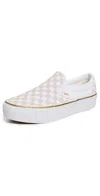 Vans Classic Slip On Platform Sneakers Metallic Checkerboard Gold In Multi