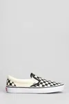 Vans Classic Slip On In Checkerboard Print In White And Black With White Stripe In Neutral